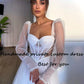 White Tulle A Line Wedding Dresses Lengan Panjang Sweethart Sexy Corset Boho Gaun Pengantin Dengan Pakaian Pengantin Pantai Celah Dengan Kereta Api