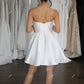 Gaun Perkahwinan Pendek A-Line Sederhana Gaun Parti Pengantin Strapless Untuk Wanita Di Atas Lutut Prom Gaun Dengan Gaun Koktel Poket