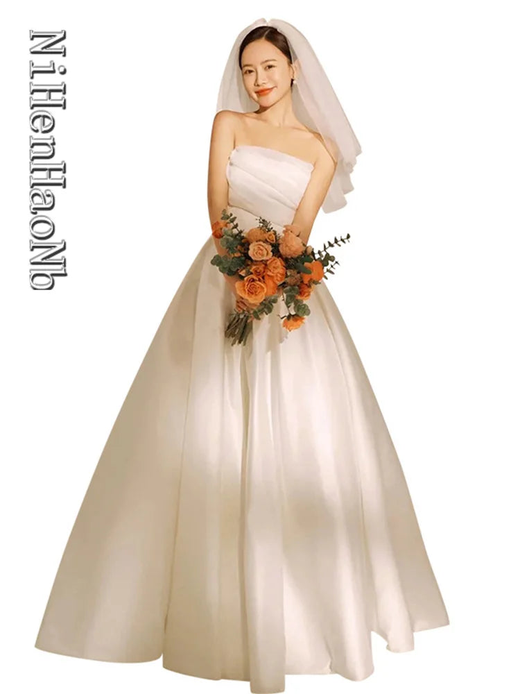 שמלת כלה בהירה חדשה כלה ברמה גבוהה צילום טיול טמפרמנט צינור שמלת נשים חתונה עליונה