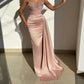 Evening Dresses Black Mermaid Long Stretchy Satin Strapless Beaded Sequined Sparkly Formal Party Evening Gowns