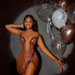 Chic Brown Leather Mini Prom Dresses Sexy Beading Deep V Neck Short Cocktail Dress 2023 Hot Sale Leather Party Gowns Custom Made