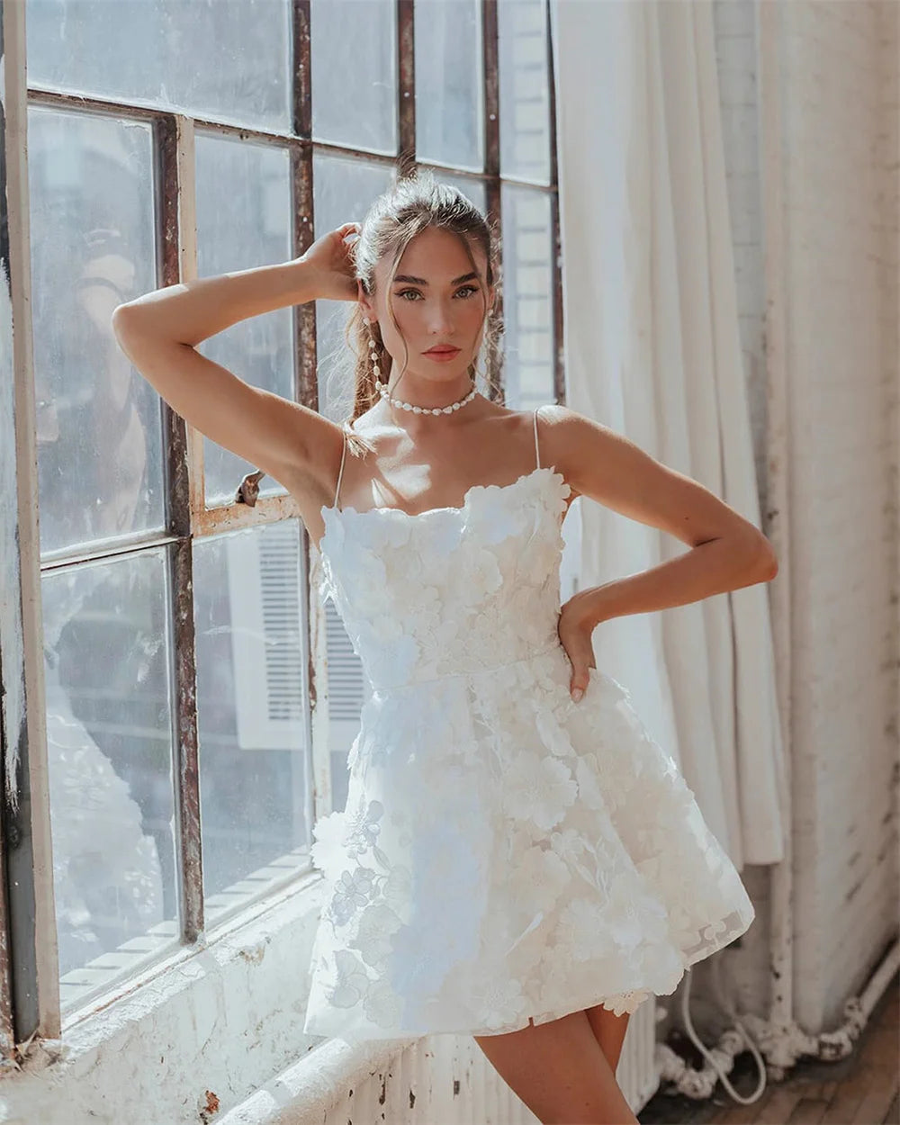 White Sexy Mini Prom Dresses Spaghetti Strap Short فساتين السهرة Elegant Sleeveless Lace-up Back vestidos verano moda