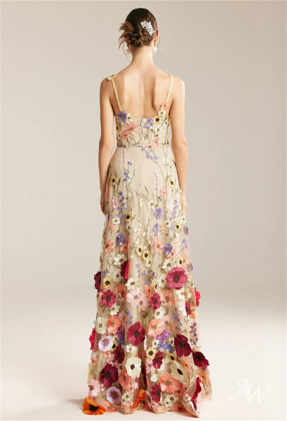 3D Lace Embroidery Prom Dress Sexy Spaghetti Strap Tulle A-line Vestidos De Fiesta Elegant Sleeveless Party Dress
