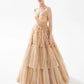 Blush Pink Off Shoulder Ruffles Evening Dress for Women Wedding Elegant Tiered Ball Gown Prom Party Desses