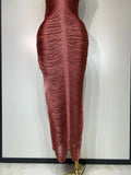 Women Sexy Celebrity Backless Halter Tassel Bodycon Bandage Dress Elegant Celebirty Evening Party Luxury Birthday Dress