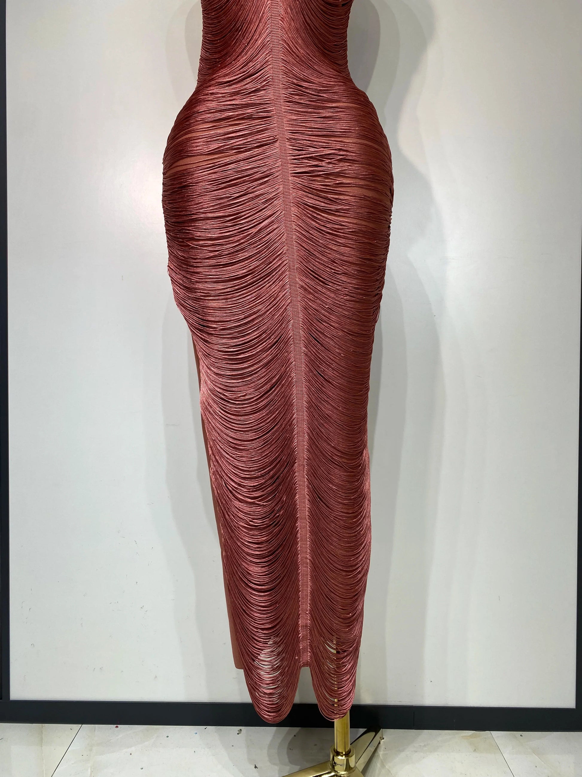 Women Sexy Celebrity Backless Halter Tassel Bodycon Bandage Dress Elegant Celebirty Evening Party Luxury Birthday Dress