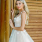 A-Line Short Wedding Dresses 3D Bunga Lengan Tulle Brides Gaun Pesta untuk Wanita Gaun Koktail Vestidos Novias Boda