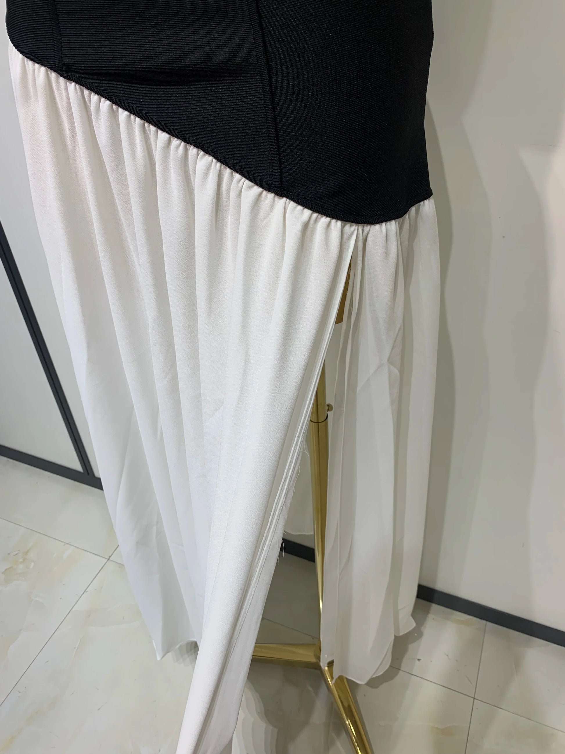 Sexy Strapless Backless Patchwork Maxi Long Bodycon Bandage Dress Celebrity Elegant Evening Party Luxury Birthday Dress