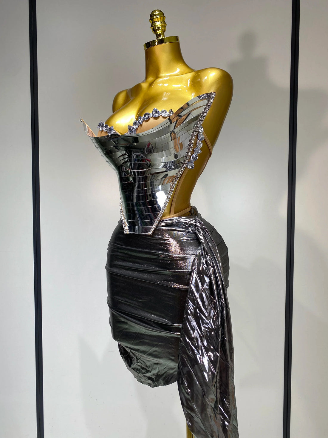 Sparkly Sliver Sequin Sexy Top Two Pieces Set Women Celebrate Party Luxury Birthday NightClub Performance Dancer Stage Outfit Silver