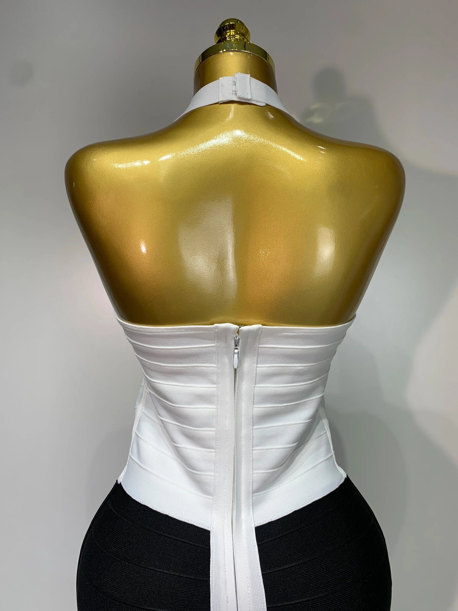 Women Sexy Halter Whiter Black Patchwork Bodycon Bandage Dress Celebrity Elegant Evening Party Club Luxury Birthday Dresses