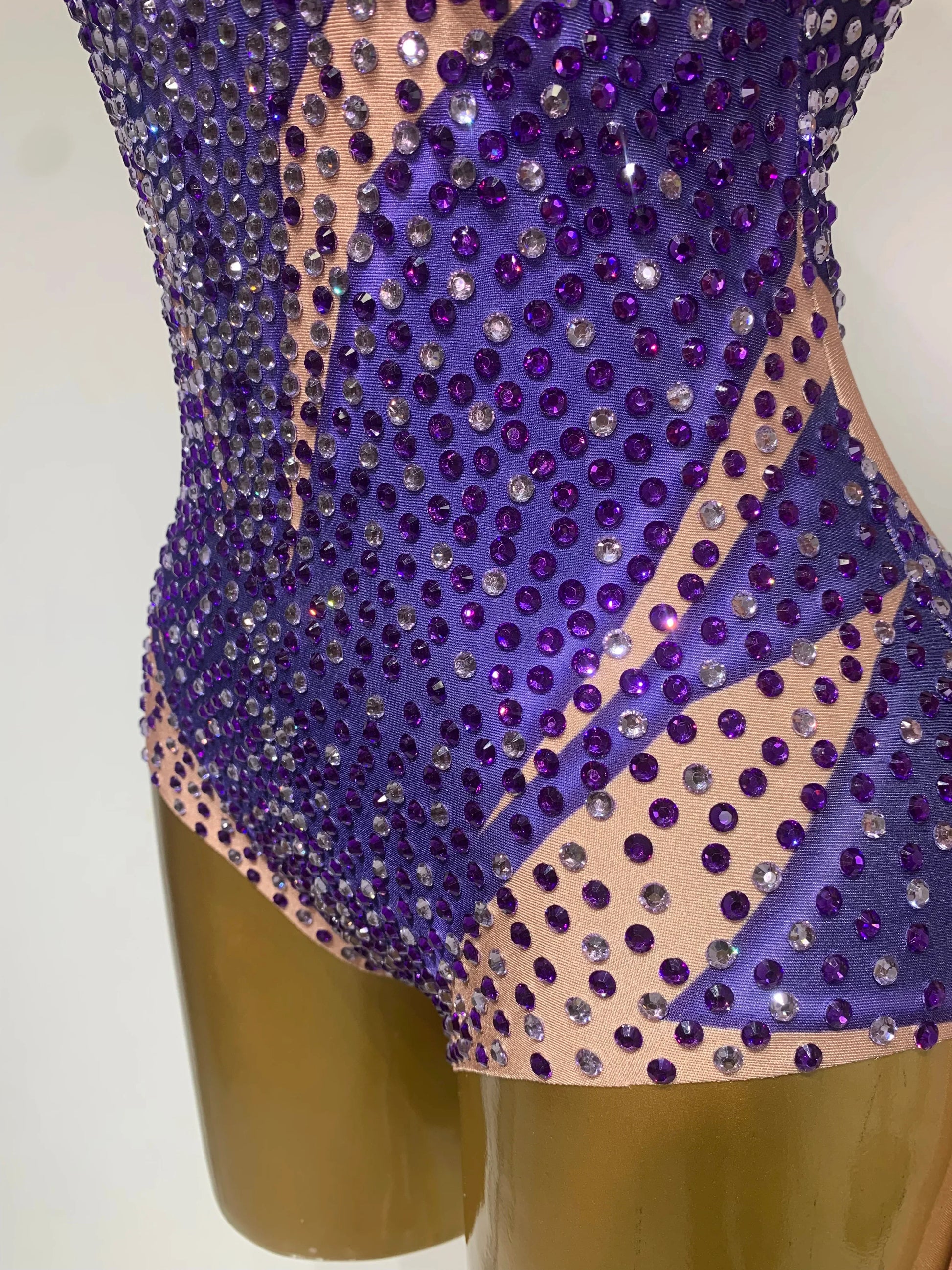 Luxury Rhinestone Elastic Long Sleeved Bodysuit Club Singer Dancer Stage Performa Costume Evening Party Outfit