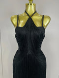 Sexy Backless Green Tassel Ankle Bodycon Bandage Dress Women Celebrity Elegant Evening Club Luxury Birthday Party Outfit