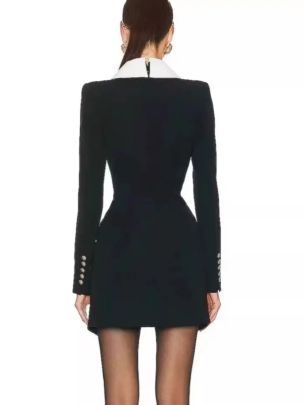 Autumn Women Elegant Bandage Dress with Large Collar Long Sleeve Button Design Bodycon Asymmetric Mini Dress Party Vestidos