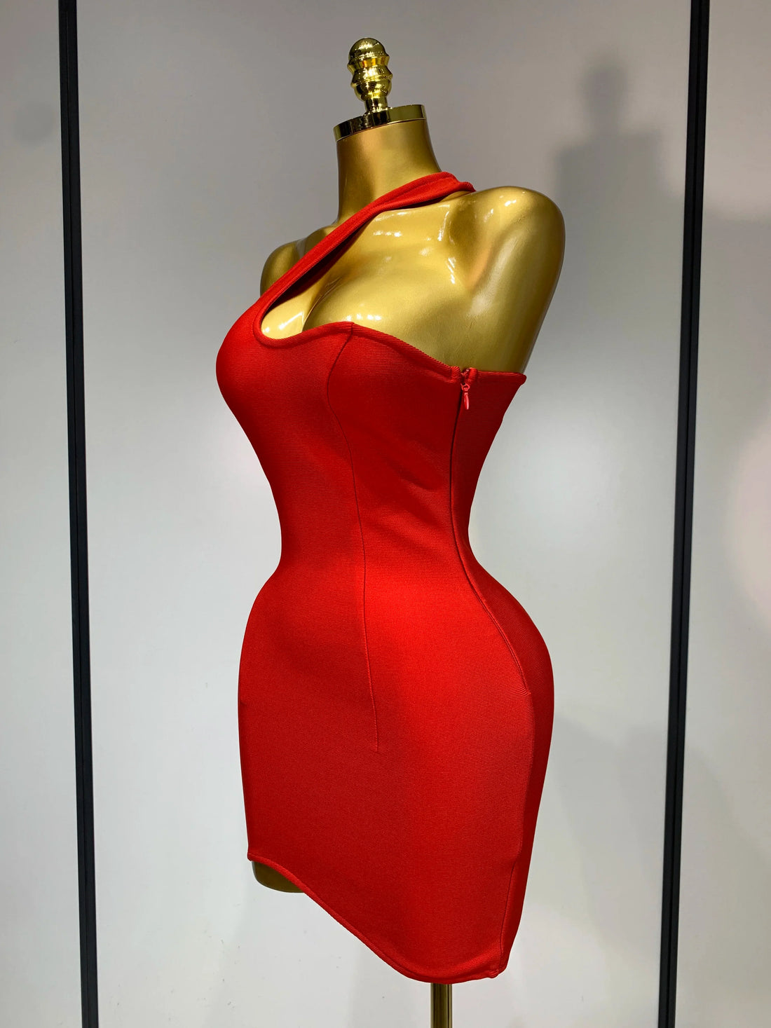 Luxury Birthday Dress Women Red Color Sexy One Shoulder Bodycon Bandage Mini Dress Celebrate Club Party Evening Fashion Dress Red