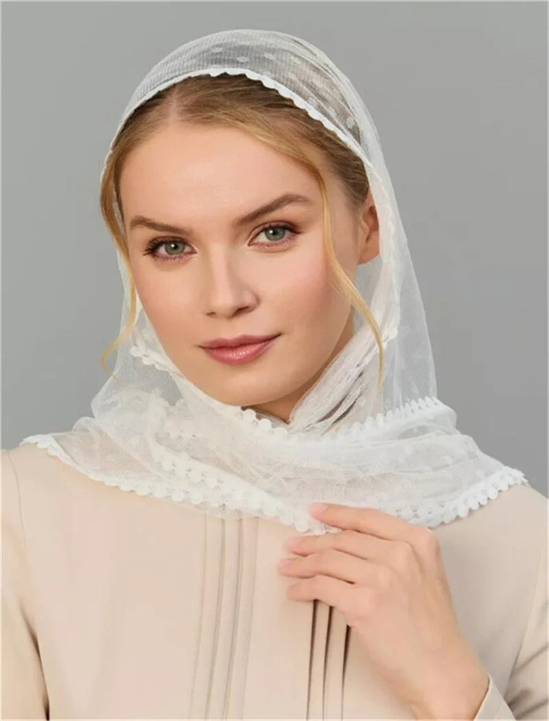 Mantilla Veil For Wedding Bride Spanish Church Veils For Women Shawl Scarf Head Cover White Lace Church Veil for Catholic Chapel