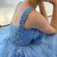 Heart Shaped Neck Beaded A-line Tulle Prom Dress Lace Embroidery vestido de gala Sleeveless فساتين السهرة