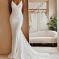 Modern simples vestido de noiva de cetim de cetim em vastas de espaguete de pescoço em Vestido de noiva