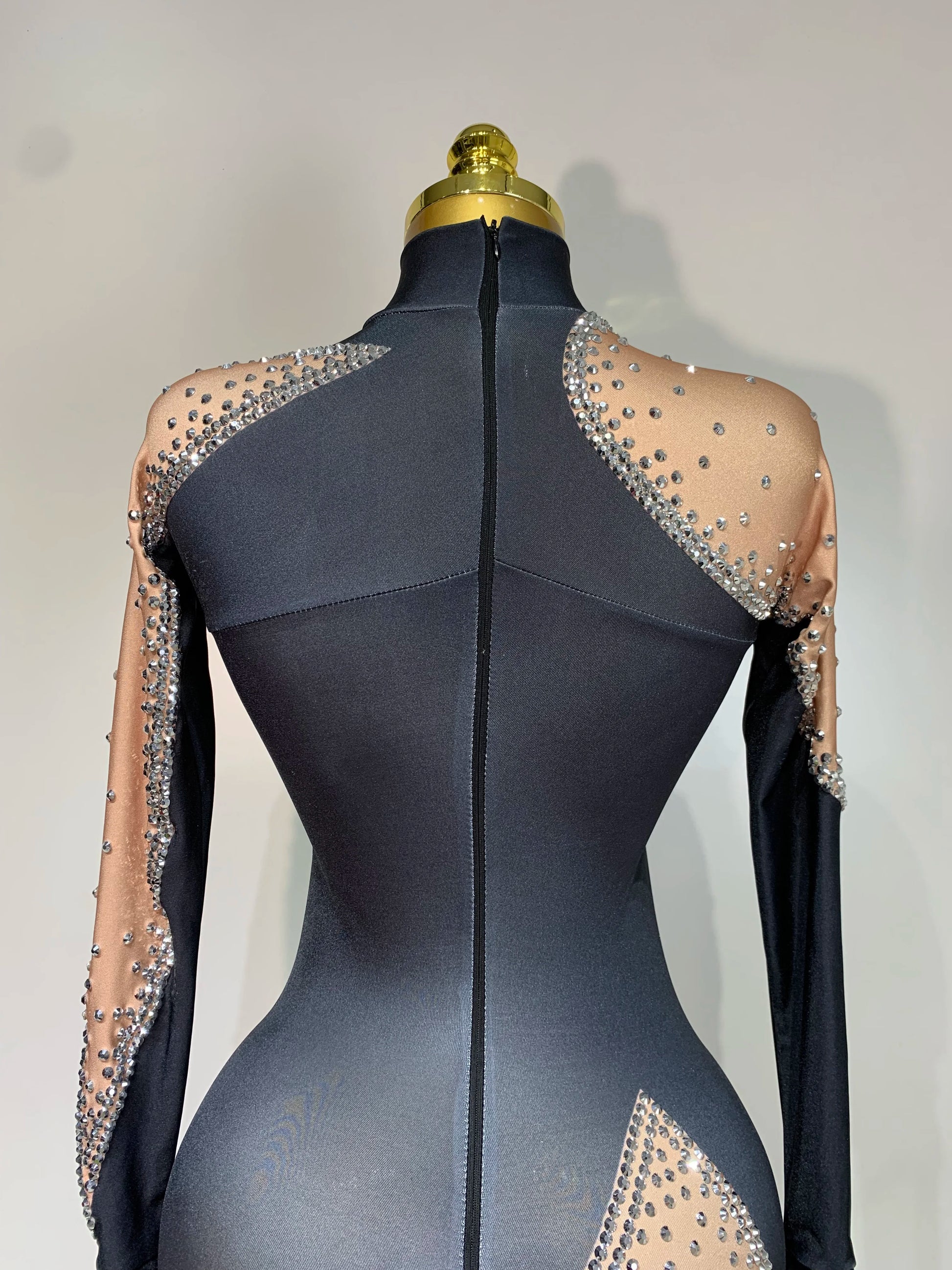 Fashion Sparkly Rhinestone Bodycon Bodysuit Female Singer Dancer Stage Perform Outfit Luxury Birthday Club Drag Queen Costume