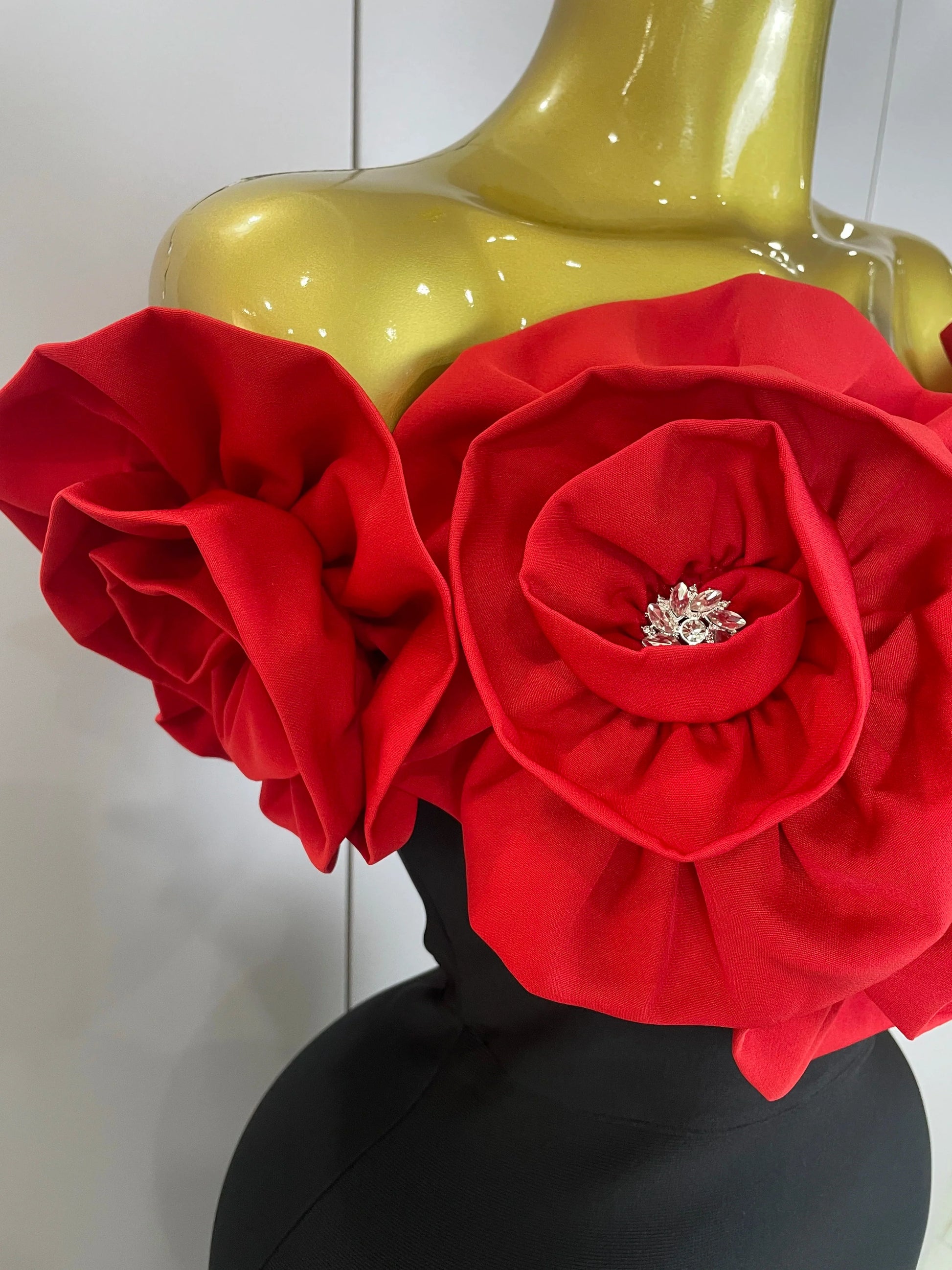 Stereoscopic Red Flowers Sexy Off The Shoulder Ankle Lenght Bandage Dress Woman Birthday Party Vestido Wedding Party Outfit
