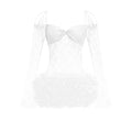 Sweet Fairy-Tale White & Red Off-Shoulder Lace & Puff Skirt Dress Outfit for Themed Parties WHITE
