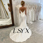 Simple V-Neck Sleeveless Satin Pleats White Mermaid Wedding Dress Open Back Court Train Bridal Gown Custom Made