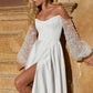 Nouveau Robe de mariée Simple fendue mince une ligne robe de mariée robes de mariée