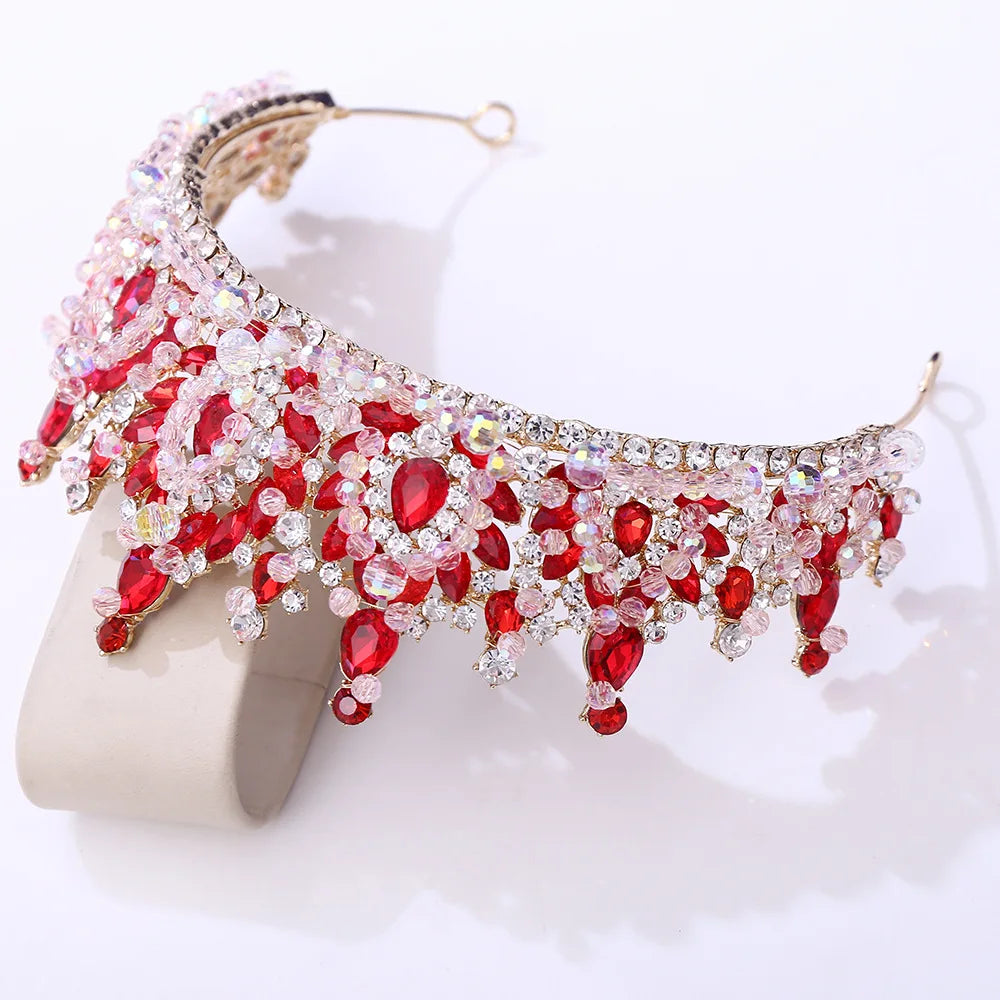 Princess Queen Crowns For Wedding Bride Headdress Crystal Bridal Tiara Crown For Pageant Women Diadem Wedding Hair Accessories as picture