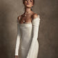 Sexy Long Sleeves Boat Neck Sheath/Cloum Wedding Dresses Formal Bride Grown 2022