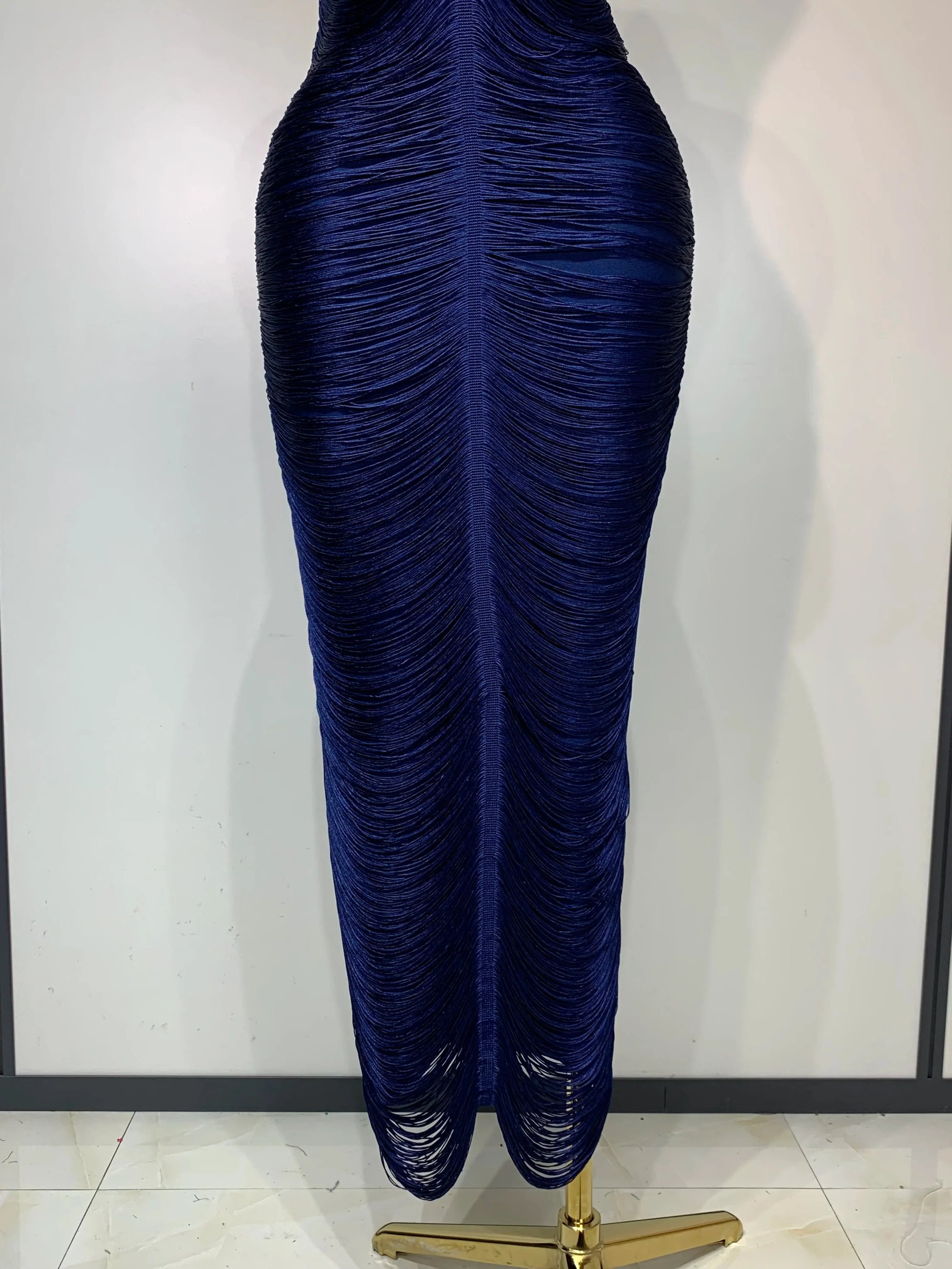 Women's Fashion Tassel Split Hanging Neck Bodycon Dress Elegant Celebrity Evening Party Luxuru Birthday Wedding Guest Dress