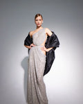 Summer Sexy Hollow Out One Shoulder Champagne Sequins Ankle Length Dress Woman Evening Party Dress Beach Vocation Outfit