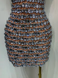 Sexy Sparkly Rhinestones Bodycon Short Dress Women Celebirty Elegant Evening Party Luxury Birthday Gown Photoshoot Stage Costume