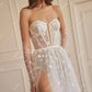 Boho romantique a-ligne robes de mariée chérie paillettes fleurs Tulle mariées robes de soirée jambe fente à lacets longue robe de mariée