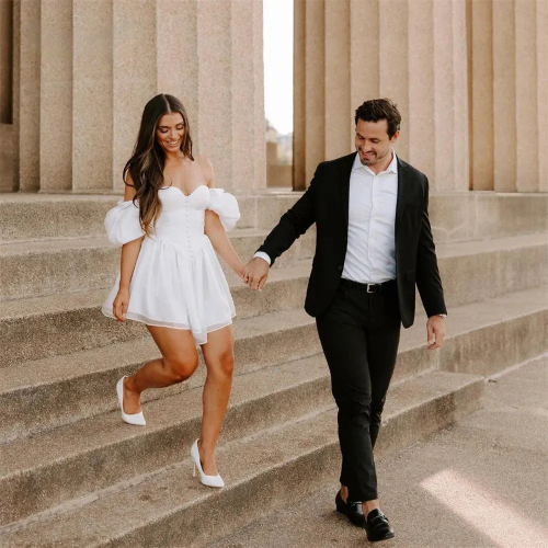 Vestidos De novia cortos elegantes con hombros descubiertos y escote en forma de corazón con botones en la espalda vestido de novia de tul por encima de la rodilla Vestidos De novia