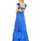 V-neck Satin Prom Dresses Cascading Ruffle A-line فساتين السهرة Elegant Sleeveless Floor-Length vestidos verano moda