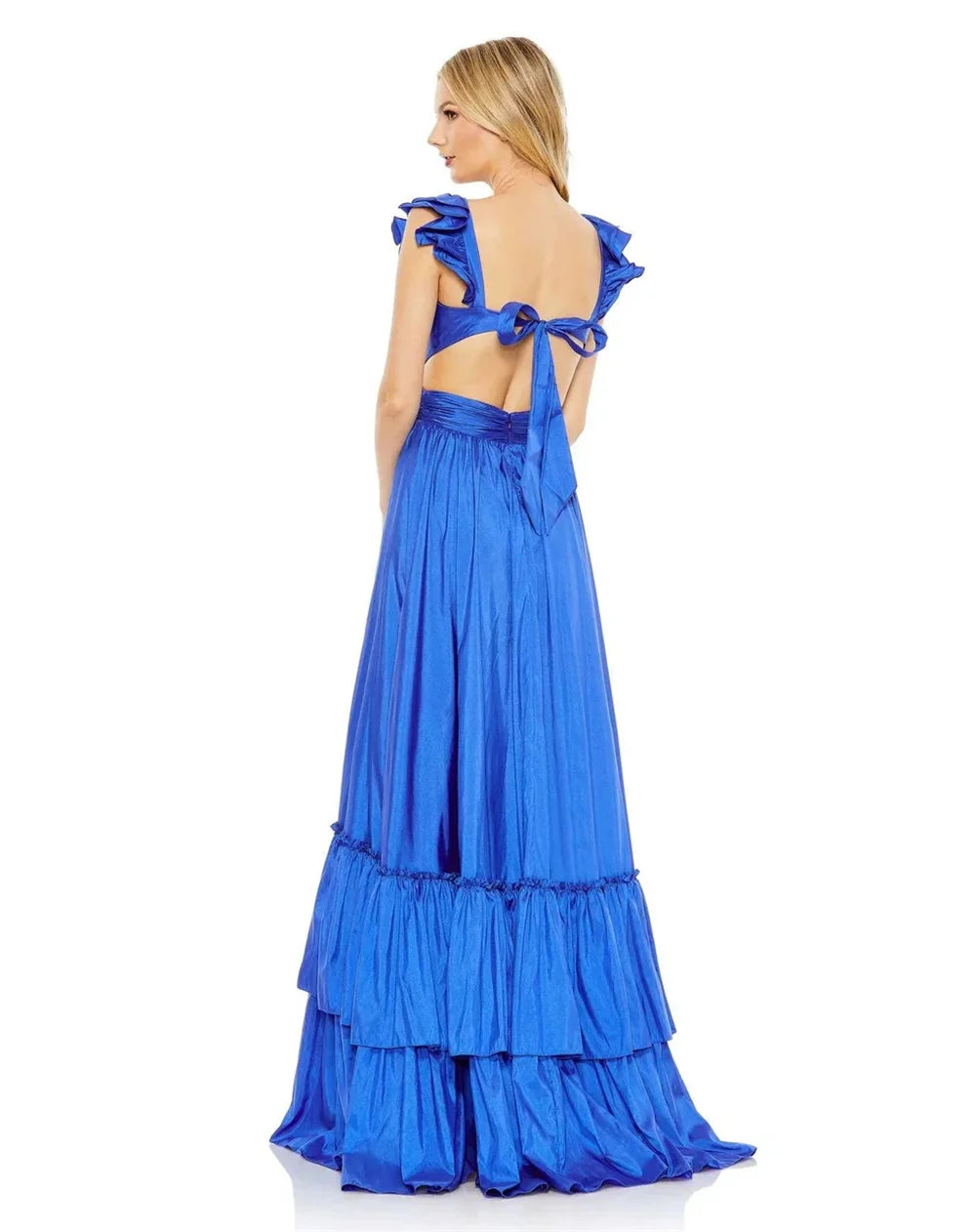 V-neck Satin Prom Dresses Cascading Ruffle A-line فساتين السهرة Elegant Sleeveless Floor-Length vestidos verano moda