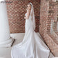 Vestido de noiva de sereia simples elegante de cetim sem mangas sem mangas aberta com botão vestido de noiva personalizado feito vestidos de novia
