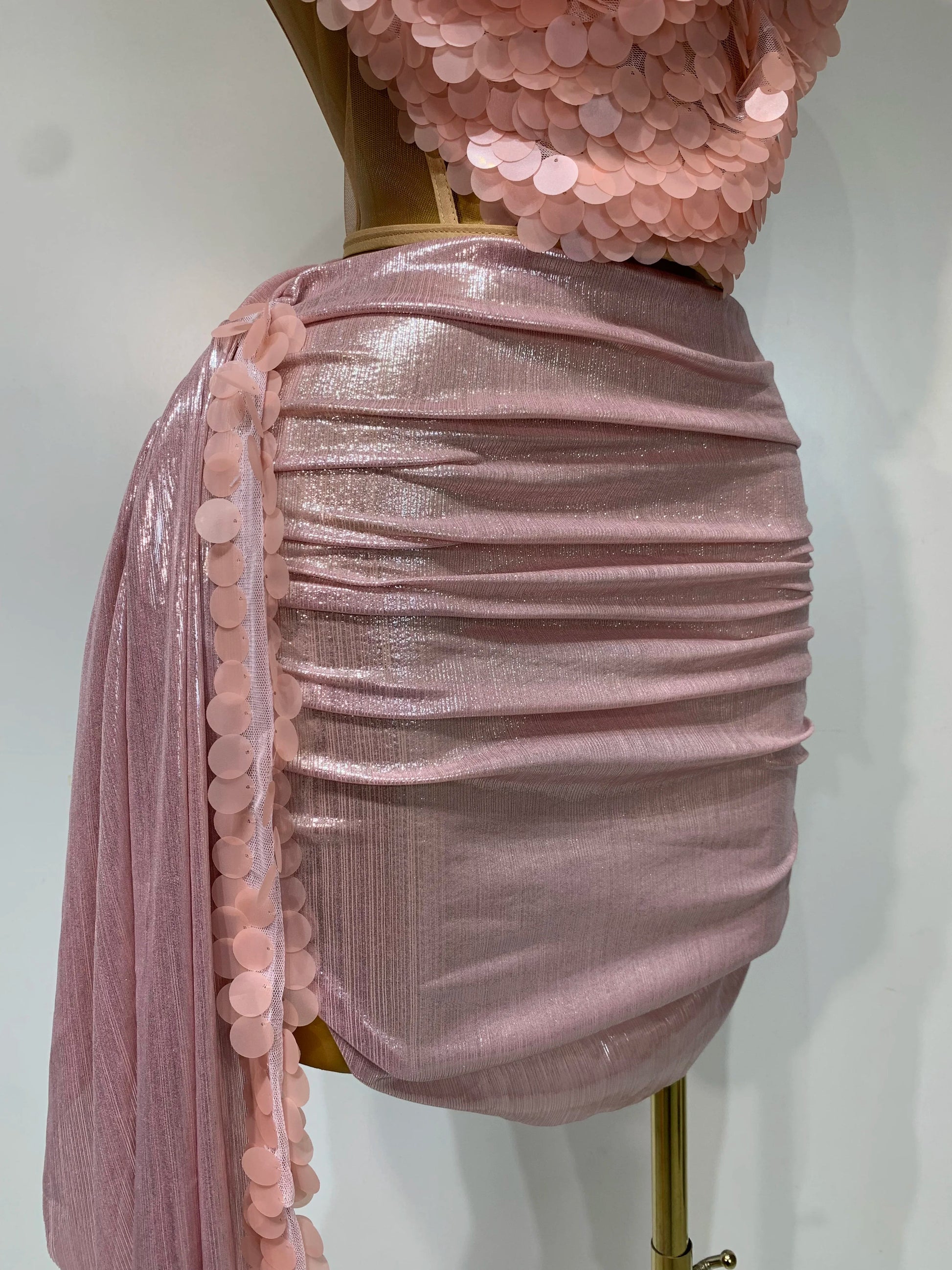 Sparkly Sequins Short Dress Women Sexy Party Evening Prom Celebrate Birthday Photo Shoot Two-piece set Nightclub Dance Costume