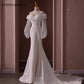 Satin putih mewah dari bahu lengan panjang perkahwinan duyung duyung trailing untuk wanita pengantin perempuan elegan panjang vestido