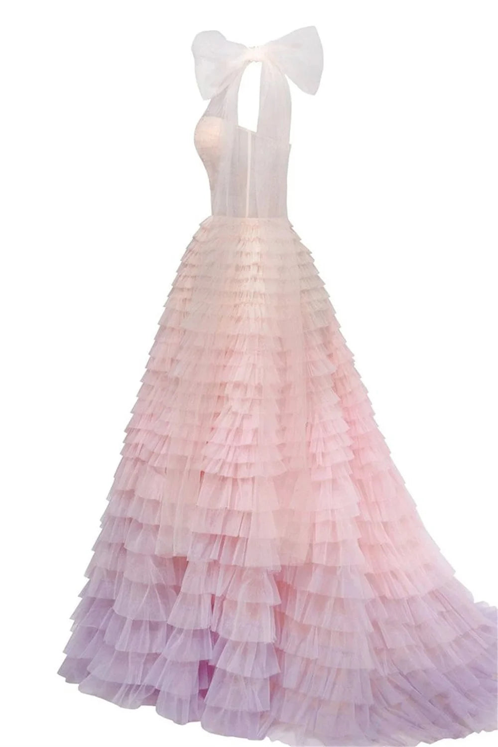 Gradient Pink Ball Gown Prom Dress Sweetheart One Shoulder فساتين السهرة Pleaded tidos de noche