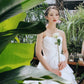 Vestidos de novia blancos de lujo, sencillo y agradable arco, sin tirantes, para boda, elegante, largo y delgado, vestido largo Formal de noche para mujer