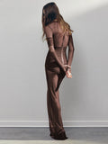 Mesh Ruched Long Dress For Women Fashion Zipper Patchwork See Through Long Sleeves Pleated Cocktail Club Party Wear