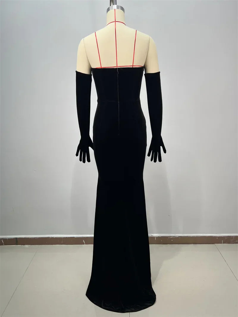 Luxury Diamonds Sexy V-Neck Strapless Package Hips Bandage Dress Fashion Woman Evening dress Celebrity Cocktail Party Outfit