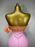 Women Sexy One Shoulder Color Block Bodycon Bandage Dress Celebrity Elegant Evening Club Luxury Birthday Party Outfit