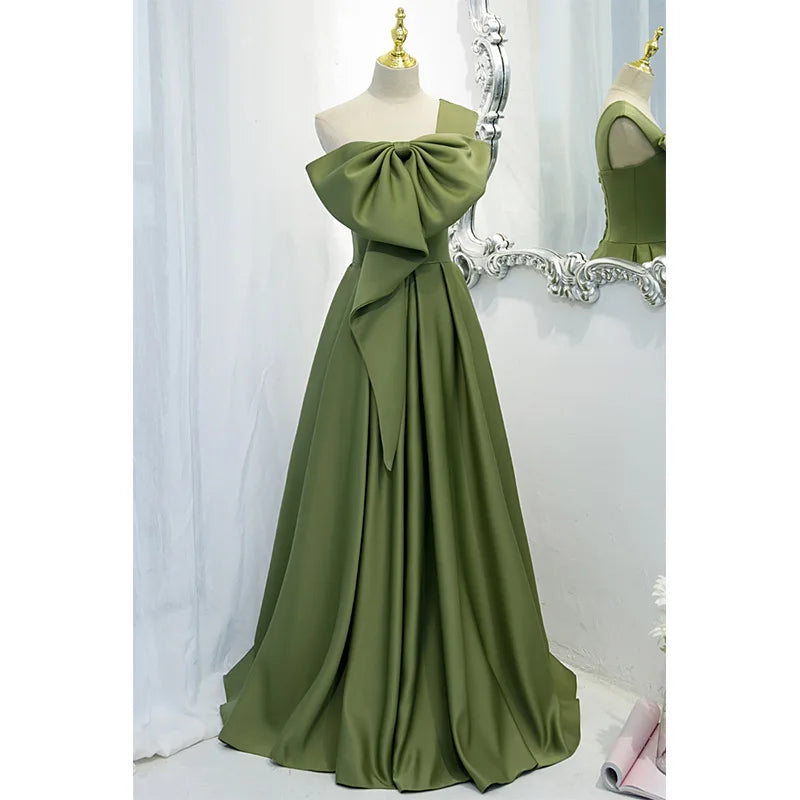 Pesta Pesta Pesta Long Prom Evening Elegant Wanita Musim Panas Seksi Satu Bahu Big Bow-Knot Birthday Graduation Max Dress