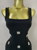 STyle Shining Crystal Women Sleeveless Bodycon Mini Bandage Dress Elegant Ruffles Cute Birthday Party Celebrate Dress