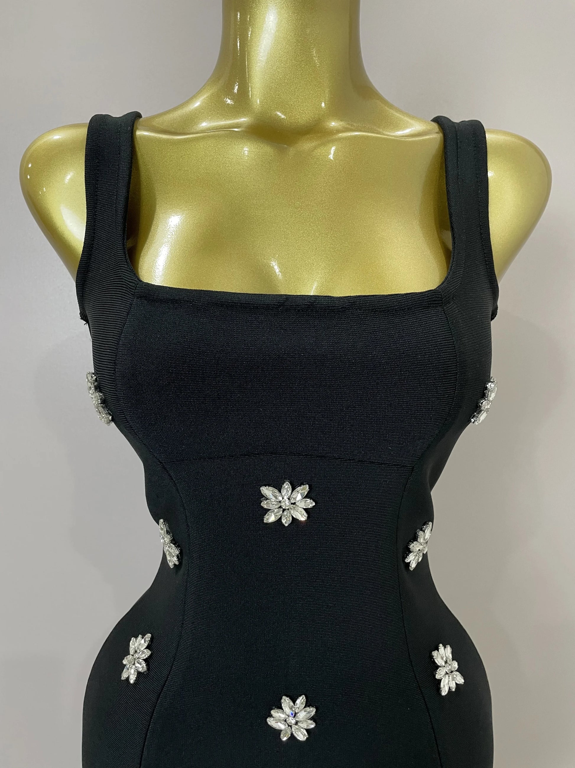 STyle Shining Crystal Women Sleeveless Bodycon Mini Bandage Dress Elegant Ruffles Cute Birthday Party Celebrate Dress