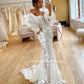Sweetheart Floral Lace Mermaid Wedding Dresses Tiered Detachable Sleeves Fitted Bridal Gowns Trumpet Bride Dresses