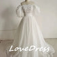 Boho von der Schulterprinzessin Hochzeitskleid Schatz applizierte Puffärmel Braut Kleid A-Linie Rückenfrei für Brautkleid