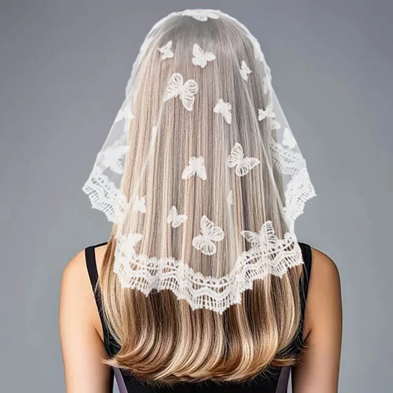 Mantilla Lace Veils For Church Spanish Style Muslim Head Coveing For Women Black White Catholic Chapels Veils For Wedding Bride green