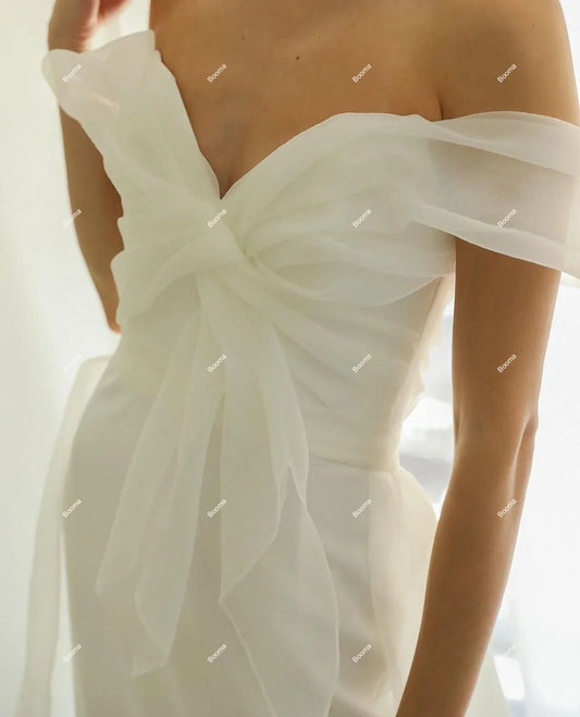 Robes de mariée sirène chérie sans manches tache Organza mariées robes de soirée balayage Train robe de soirée pour les femmes